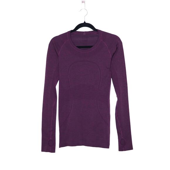 LULULEMON Swiftly Tech Long Sleeve Crew Plum Black Stretch Active Women's 6 - Picture 1 of 15